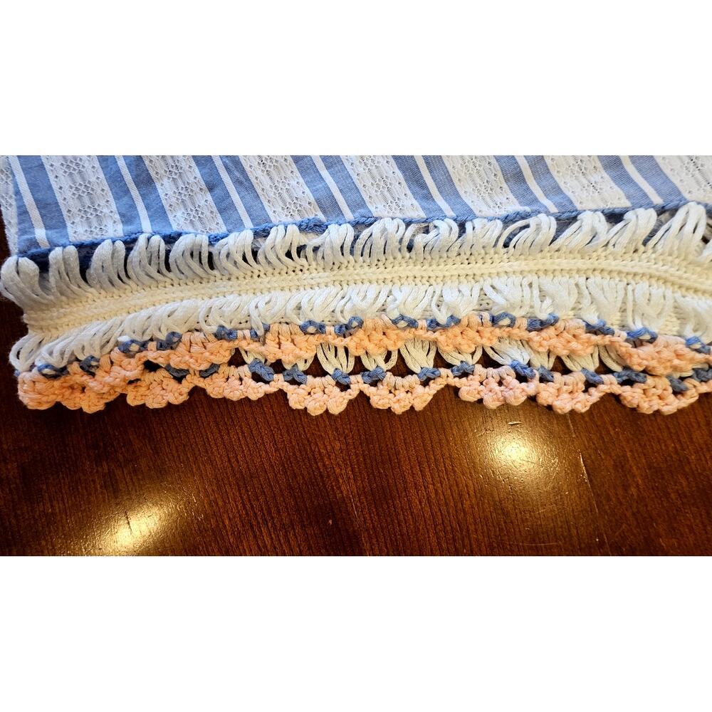 Miss Koo Paris Fringe Blouse Knit Crochet Cotton Blend Festival Boho Shirt Sz L - Picture 10 of 11